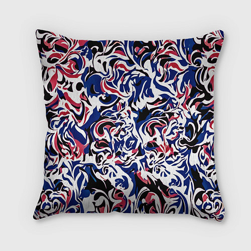 Подушка квадратная Абстрактный паттерн бело-сине-красный / 3D-принт – фото 2