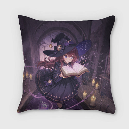 Подушка квадратная Аниме Ведьма Читает Книгу Заклинаний / 3D-принт – фото 2