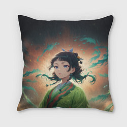 Подушка квадратная Маомао на фоне облаков