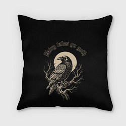 Подушка квадратная Ворона сидит на ветке на фоне полной луны, цвет: 3D-принт