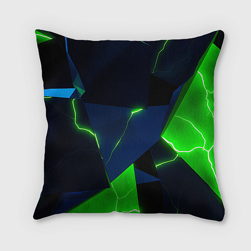 Подушка квадратная Neon tile green / 3D-принт – фото 2