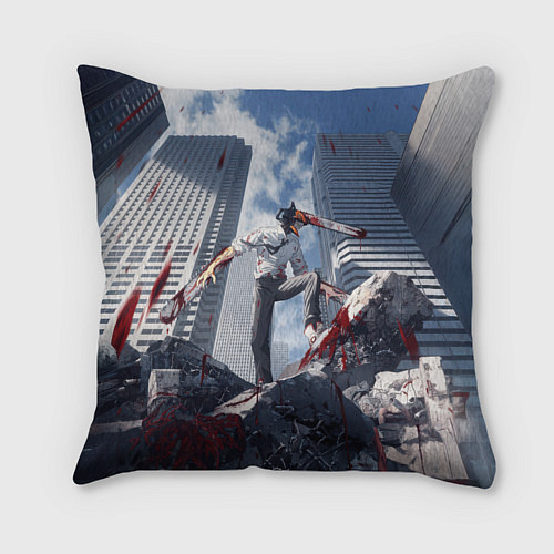 Подушка квадратная Denji in city Chainsaw man / 3D-принт – фото 2