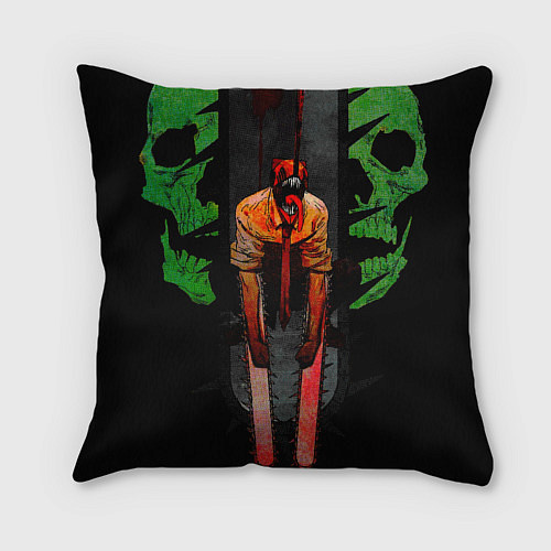 Подушка квадратная Дэндзи с черепами Человек бензопила / 3D-принт – фото 2