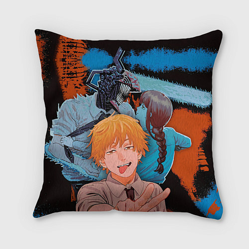 Подушка квадратная Дэндзи и Макима из Человек бензопила / 3D-принт – фото 2