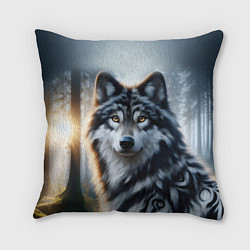 Подушка квадратная Морда волка - Россия