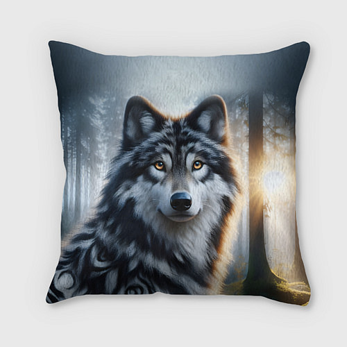Подушка квадратная Морда волка - Россия / 3D-принт – фото 2