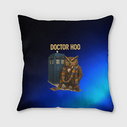 Подушка квадратная Doctor Hoo сова у телефонной будки, цвет: 3D-принт