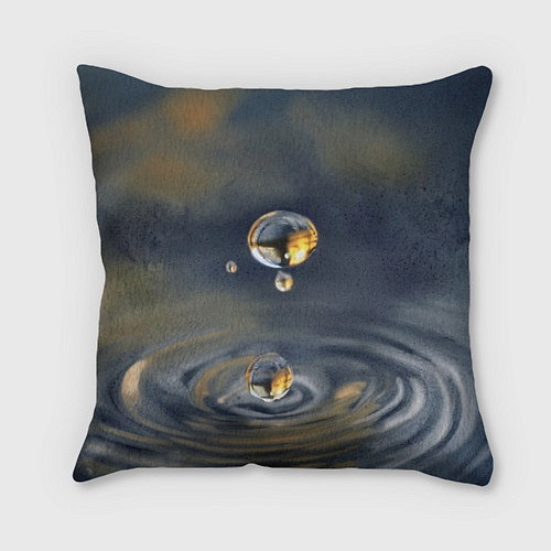 Подушка квадратная Акварельная Царевна-лягушка и капля / 3D-принт – фото 2