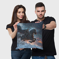 Подушка квадратная Всадник на лошади в снежную бурю, цвет: 3D-принт — фото 2