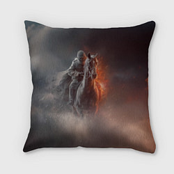 Подушка квадратная Всадник на лошади из тумана, цвет: 3D-принт