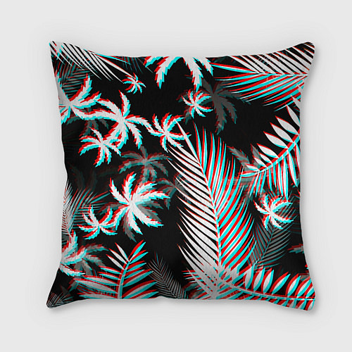 Подушка квадратная Манчестер Юнайтед тропики глитч / 3D-принт – фото 2