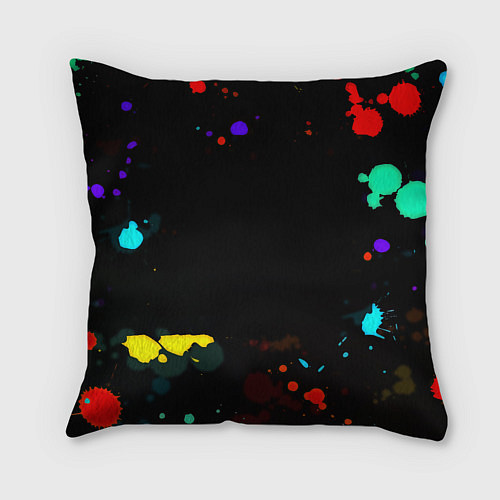 Подушка квадратная Манчестер Юнайтед краски неон / 3D-принт – фото 2