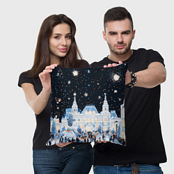 Подушка квадратная Салют в новогодней Москве, цвет: 3D-принт — фото 2