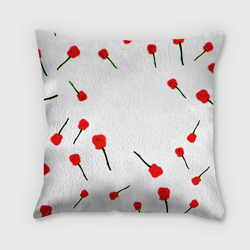 Подушка квадратная Манчестер Юнайтед розы паттерн / 3D-принт – фото 2