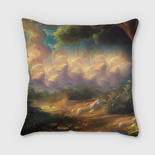 Подушка квадратная Белая мультяшная лошадка / 3D-принт – фото 2