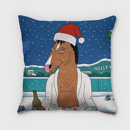Подушка квадратная Новогодний Конь Боджек / 3D-принт – фото 2