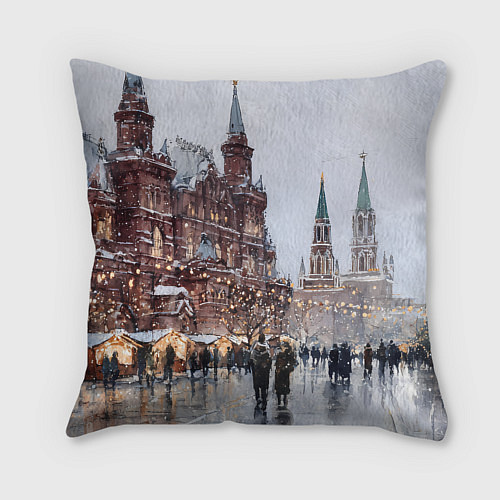 Подушка квадратная Московский новогодний день / 3D-принт – фото 2