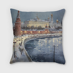 Подушка квадратная Новогодние праздники в Москве, цвет: 3D-принт