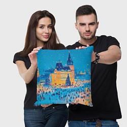 Подушка квадратная Московские новогодние каникулы, цвет: 3D-принт — фото 2