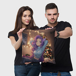 Подушка квадратная Девушка в образе лошадки на новый год, цвет: 3D-принт — фото 2