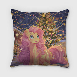 Подушка квадратная Милая пони и новый год, цвет: 3D-принт