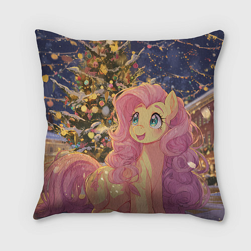 Подушка квадратная Милая пони и новый год / 3D-принт – фото 2