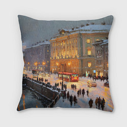 Подушка квадратная Предновогодний Санкт-Петербург, цвет: 3D-принт