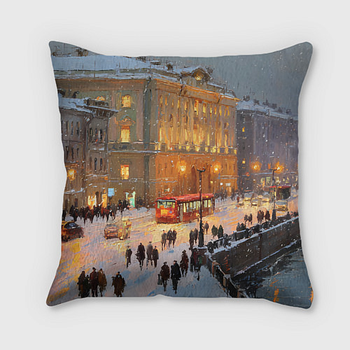 Подушка квадратная Предновогодний Санкт-Петербург / 3D-принт – фото 2