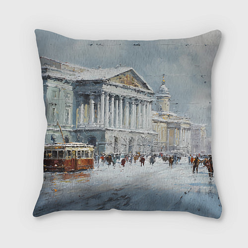 Подушка квадратная Зимний Питер красками / 3D-принт – фото 2