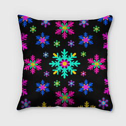 Подушка квадратная Снежинки ретро, цвет: 3D-принт