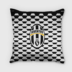 Подушка квадратная Juventus геометрия черно белая, цвет: 3D-принт