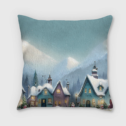 Подушка квадратная Новогодние дома / 3D-принт – фото 2
