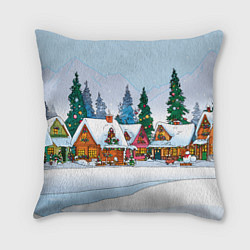 Подушка квадратная Новогодник дворик