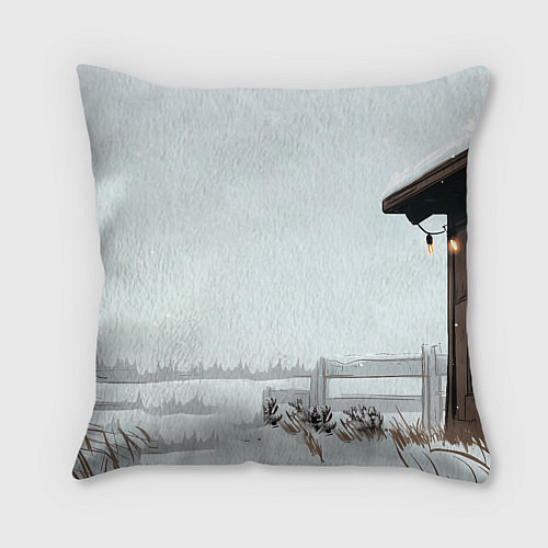 Подушка квадратная Лошадка везет новогодние подарки / 3D-принт – фото 2