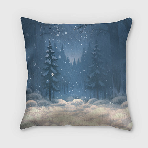 Подушка квадратная Лошадка ловит снежинку / 3D-принт – фото 2