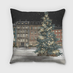 Подушка квадратная Елка во дворе