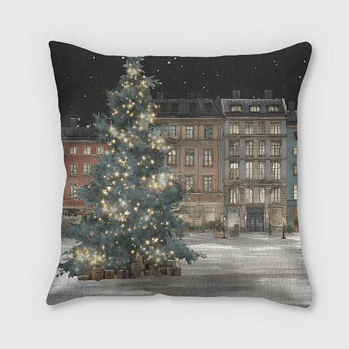 Подушка квадратная Елка во дворе / 3D-принт – фото 2