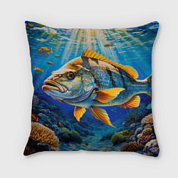 Подушка квадратная Подводная симфония, цвет: 3D-принт