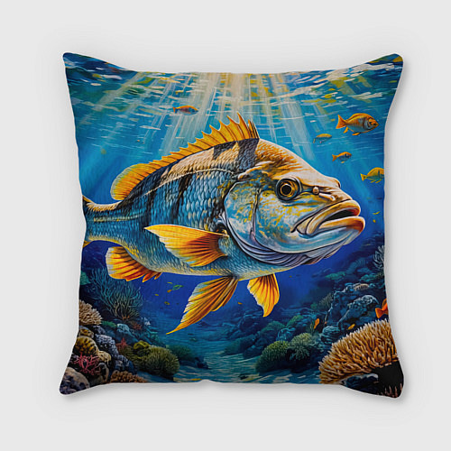 Подушка квадратная Подводная симфония / 3D-принт – фото 2
