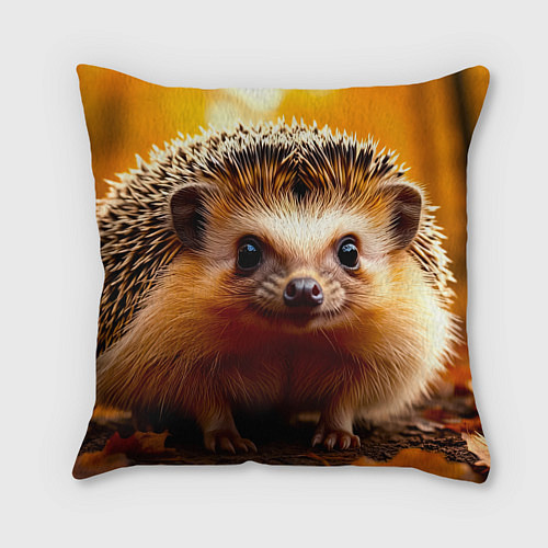 Подушка квадратная Ежик в осеннем лесу / 3D-принт – фото 2