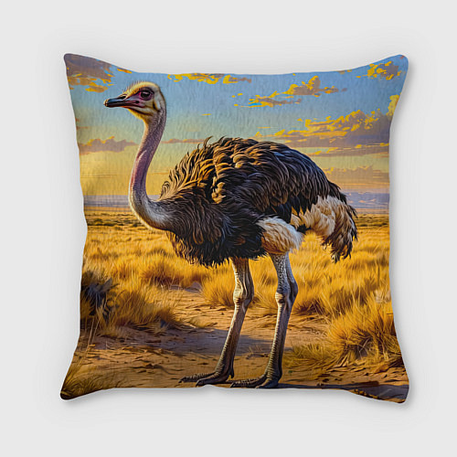 Подушка квадратная Страус саванны / 3D-принт – фото 2