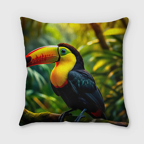 Подушка квадратная Тукан на ветке / 3D-принт – фото 2