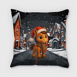 Подушка квадратная Новогодняя лошадка 2026 год