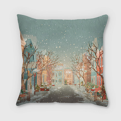 Подушка квадратная Маленькая новогодняя милая лошадка / 3D-принт – фото 2