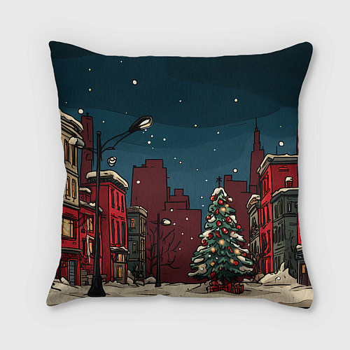 Подушка квадратная Лошадка в новогодней гирлянде / 3D-принт – фото 2