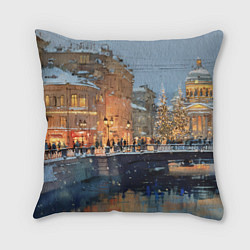 Подушка квадратная Снежный вечер в Питере, цвет: 3D-принт