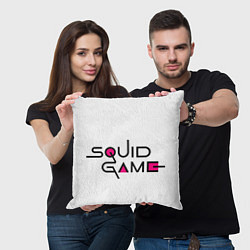 Подушка квадратная Игра в кальмара с надписью, цвет: 3D-принт — фото 2