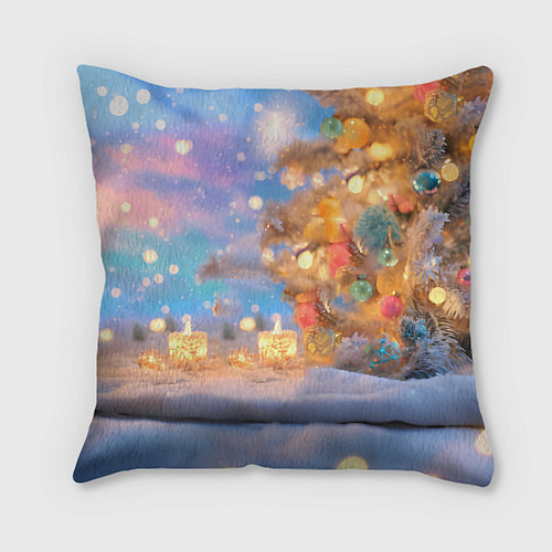 Подушка квадратная Новогодняя милая мышка / 3D-принт – фото 2