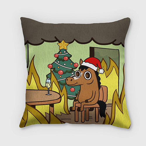 Подушка квадратная Конь среди огня - this is fine / 3D-принт – фото 2