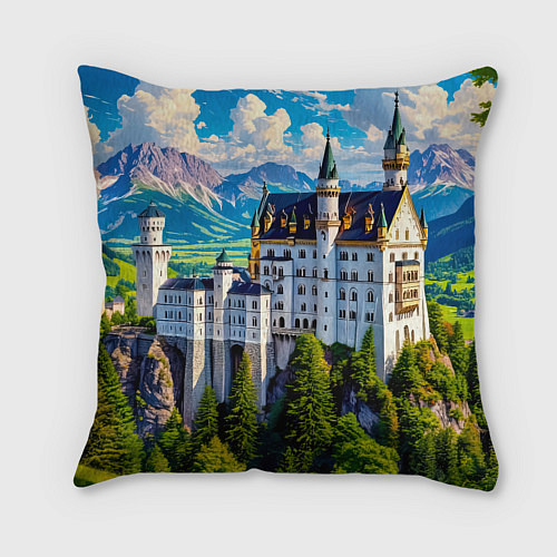 Подушка квадратная Сказочный Нойшванштайн / 3D-принт – фото 2